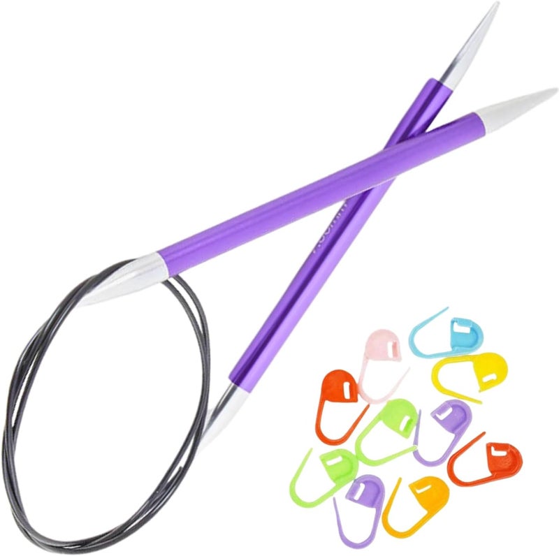 Knit Pro Zing Circular Knitting Needles 16 inch, Size 10.75 (40cm, 7.00mm) with 10 Colorful Stitch Markers - Image 1